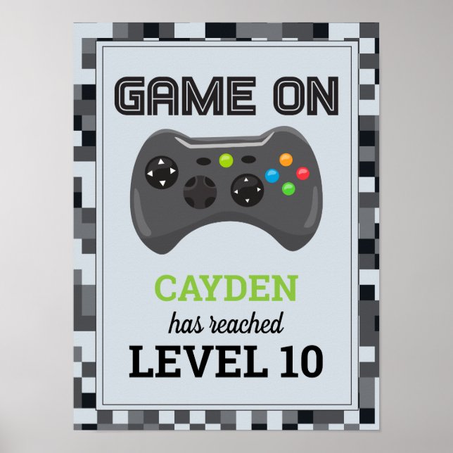Game On Video Game Birthday Poster Level Up (Front)
