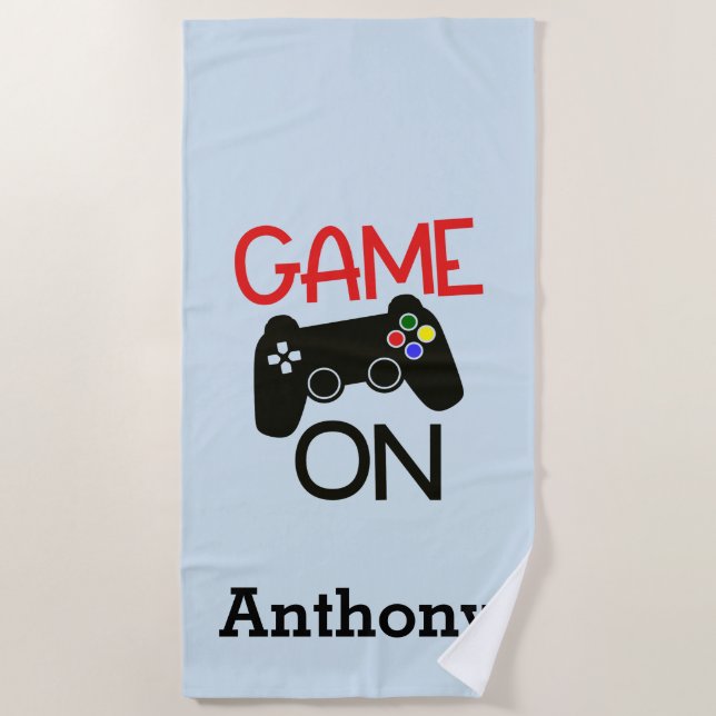 Game On Video Game Controller Beach Towel (Front)