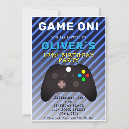 Game On Video Game Controller Gaming Birthday Invitation | Zazzle