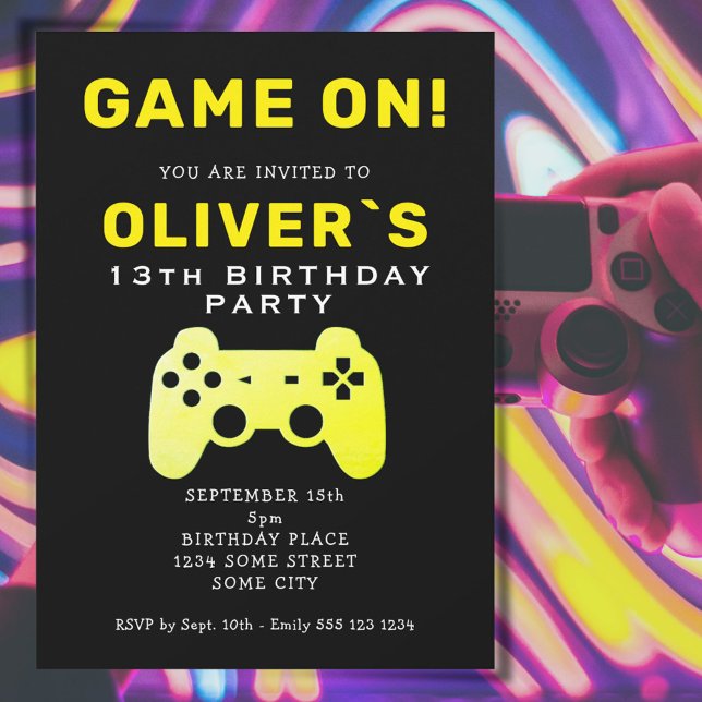 Game On Video Game Controller Gaming Birthday Invitation (Creator Uploaded)