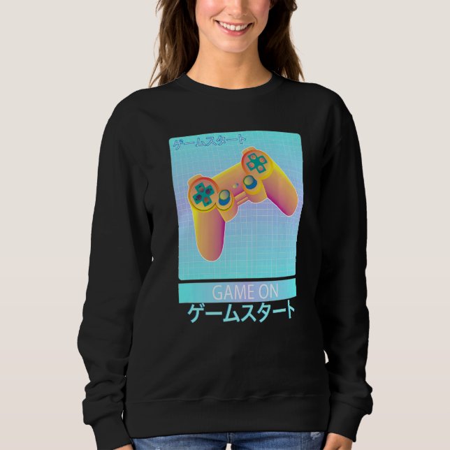 Game On Video Game Controller Retro Vaporwave Japa Sweatshirt (Front)