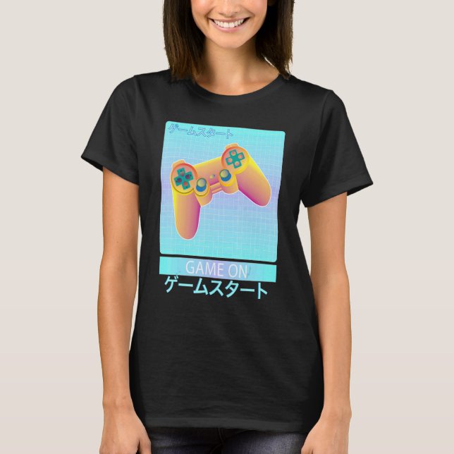 Game On Video Game Controller Retro Vaporwave Japa T-Shirt (Front)