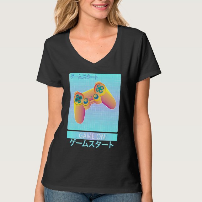 Game On Video Game Controller Retro Vaporwave Japa T-Shirt (Front)