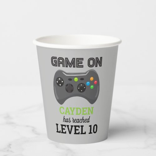 Game On Video Game Level Up birthday Paper Cups
