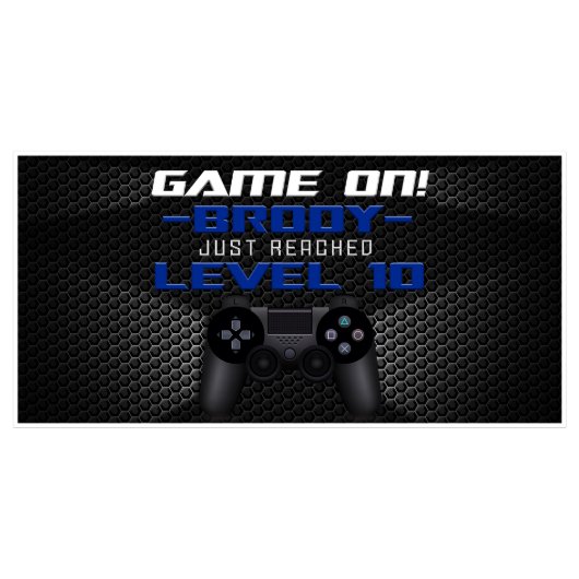 Game On Video Gamer Birthday Banner (Front)
