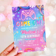 Game On Videogame Arcade VR Neon Girl Birthday