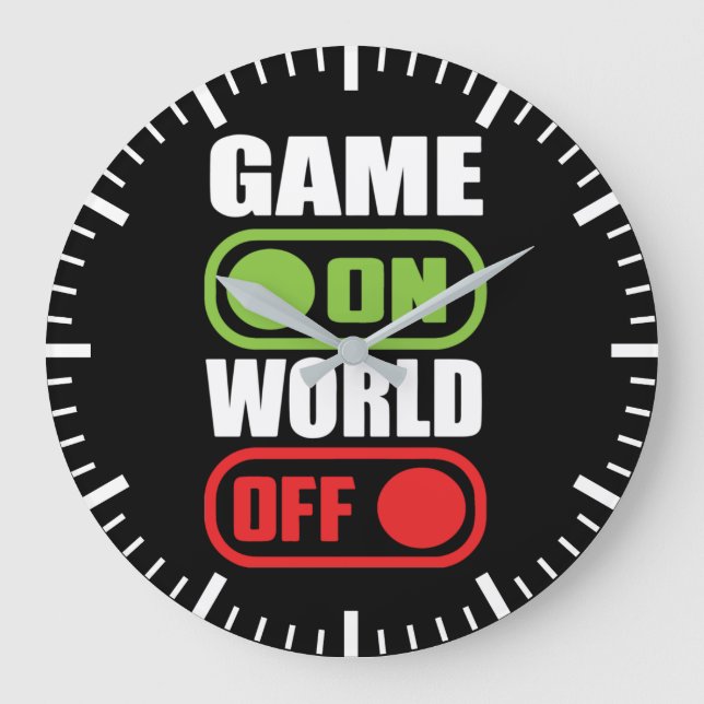 Game On, World Off - Funny Video Gamer, Gaming Large Clock (Front)