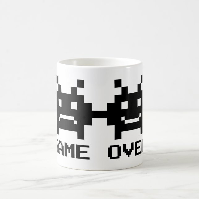 GAME OVER 8 bit pixel art mug for wedding couple (Center)