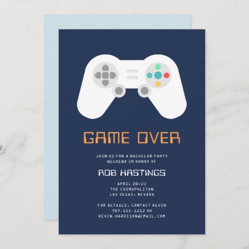 Game Over  Bachelor Party Invitation