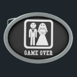 Game Over | Bachelor Stag Party Gift (Black/White) Belt Buckle<br><div class="desc">Is he getting married? Poor him, gave over... . Get yourself this awesome gift for the groom, it's funny and really stands out with the white design on black background or vice versa. It's perfect for bachelor and stag parties, showers, you name it! Great white on black looking buckle belt,...</div>