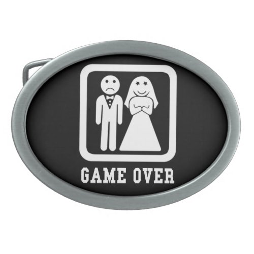 Game Over  Bachelor Stag Party Gift BlackWhite Belt Buckle