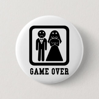 Game Over | Bachelor Stag Party Gift (Black/White) Button