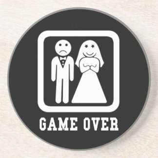 Game Over | Bachelor Stag Party Gift (Black/White) Drink Coaster