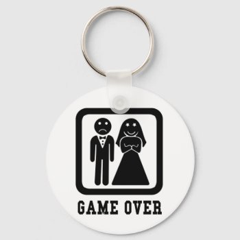 Game Over | Bachelor Stag Party Gift (black/white) Keychain by robby1982 at Zazzle
