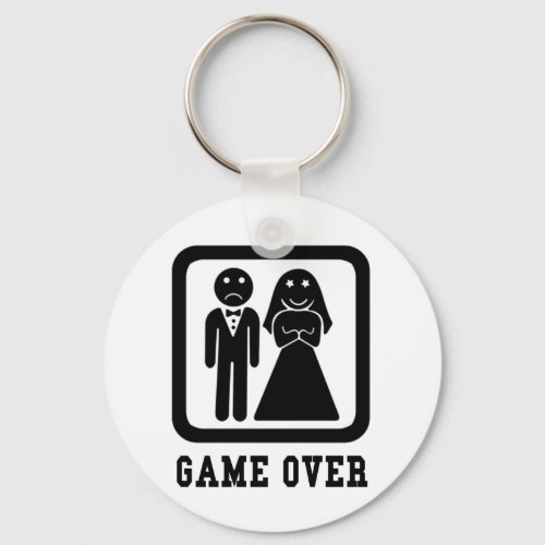 Game Over  Bachelor Stag Party Gift BlackWhite Keychain