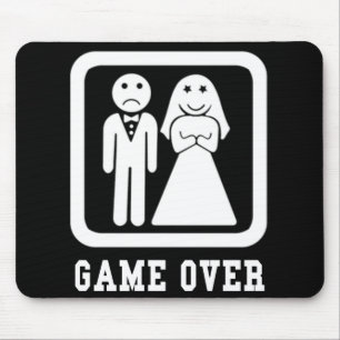 Game Over Bachelor Stag Party Gift (Black/White) Mouse Pad