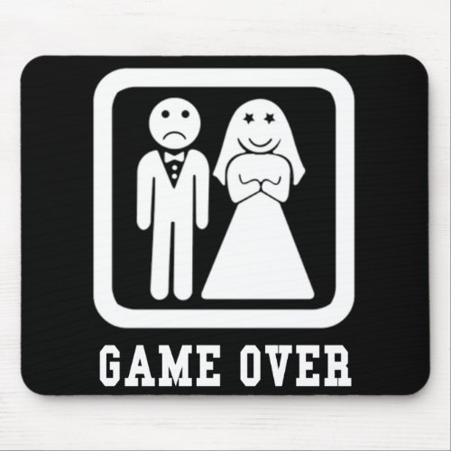 Game Over  Bachelor Stag Party Gift BlackWhite Mouse Pad