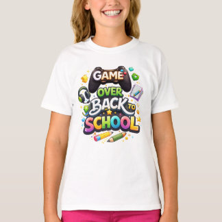 “Game Over – Back to School” Colorful Gaming-Theme T-Shirt
