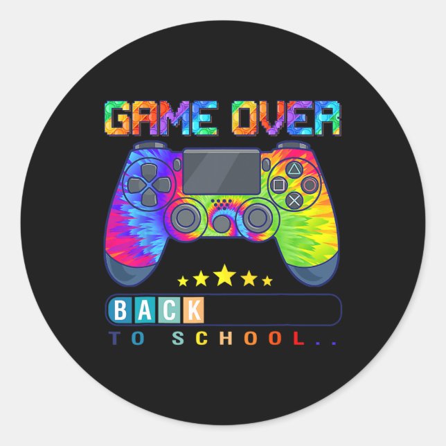 Game Over Back To School  Fun Kids First Day Schoo Classic Round Sticker (Front)