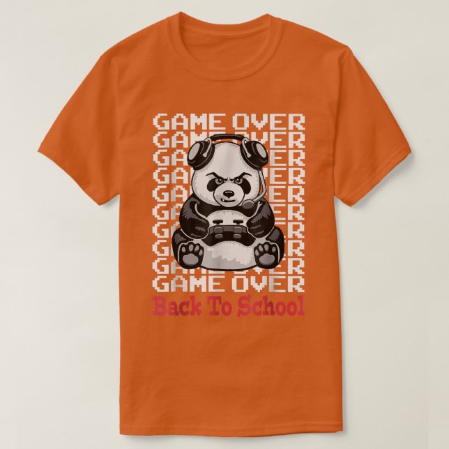 Game Over Back To School Funny Panda Bear Gamer Co T-Shirt (Design Front)