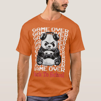 Game Over Back To School Funny Panda Bear Gamer Co T-Shirt