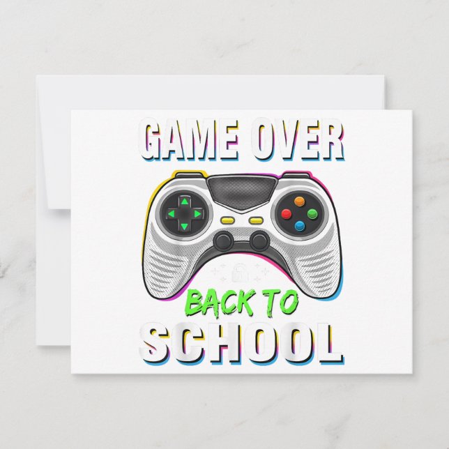 Game Over Back To School Shirt Funny Kids First Da Thank You Card (Front)