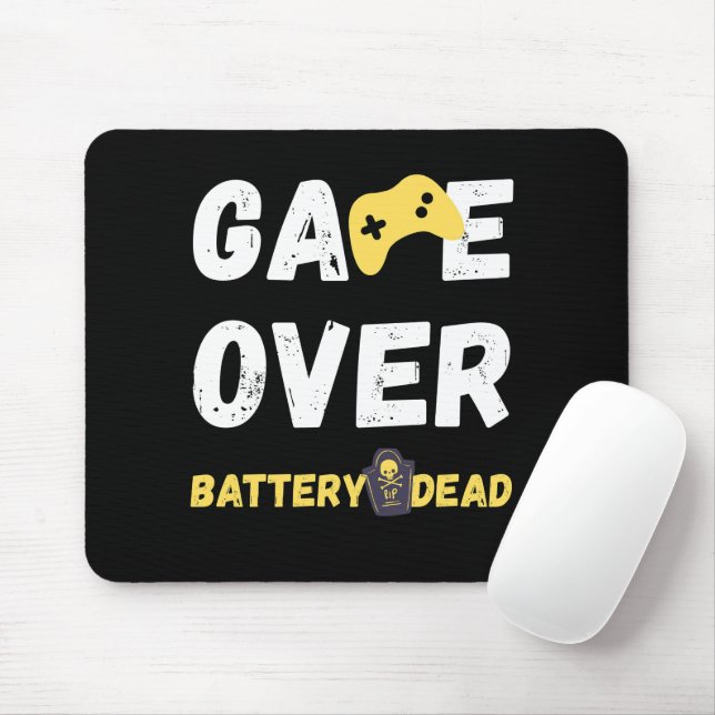 Game Over Battery Dead Funny Gamer Design Mouse Pad (With Mouse)