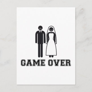 Game over, bride and groom, wedding couple postcard