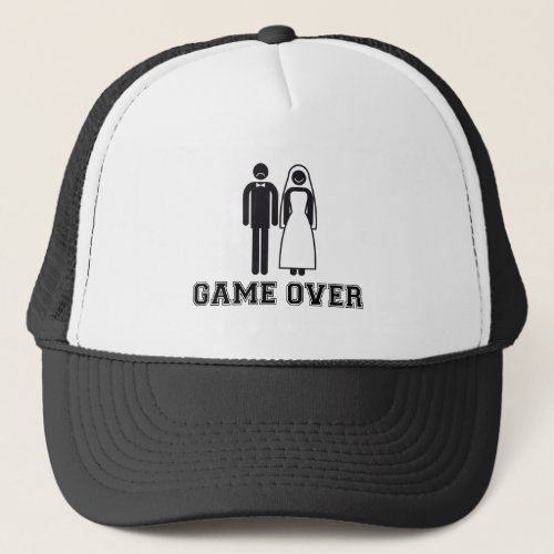 Game over bride and groom wedding couple trucker hat