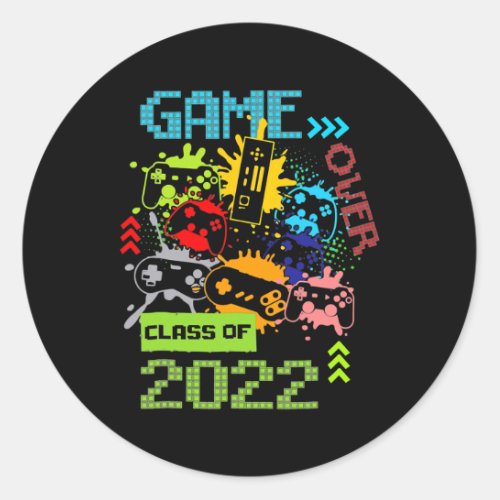 Game Over Class of 2022 Funny Senior Graduation Classic Round Sticker