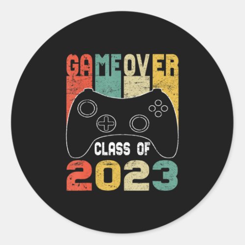 Game Over Class of 2023 Video Games Vintage Gradua Classic Round Sticker