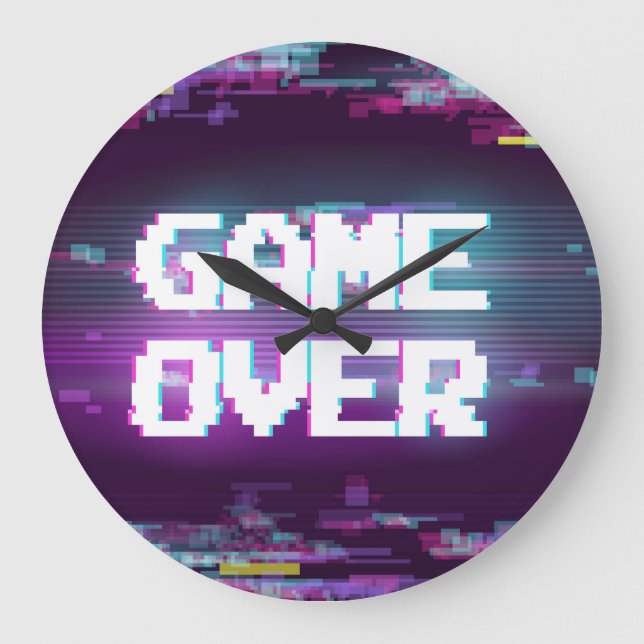 Game over concept, glitch effect. large clock (Front)