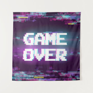 Game over concept illustration with glitch effect. tapestry