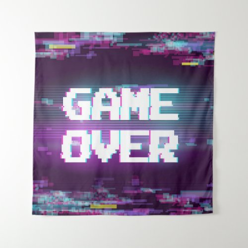 Game over concept illustration with glitch effect tapestry