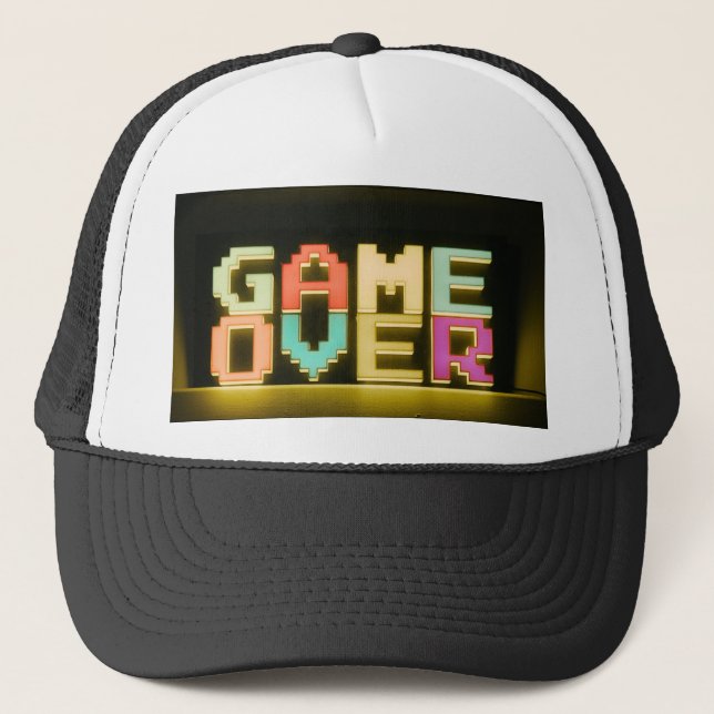 Game Over Cute Simple Pixel Art Pixel Arts Easy De Trucker Hat (Front)