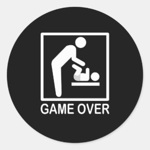 Game Over Dad Funny Pictogram Classic Round Sticker