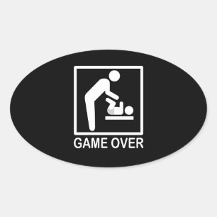 Game Over Dad Funny Pictogram Oval Sticker