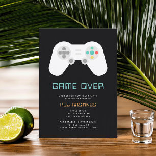 Game Over Funny Gaming Theme Bachelor Party Invitation