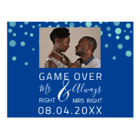 Game Over Funny Save The Date Wedding Confet Photo Postcard