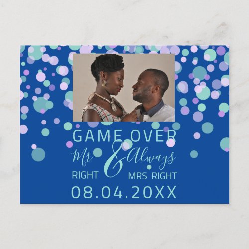 Game Over Funny Save The Date Wedding Dots Photo Postcard