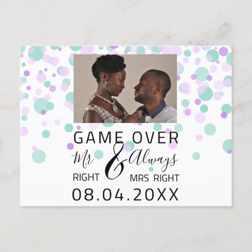 Game Over Funny Save The Date Wedding Dots Photo Postcard