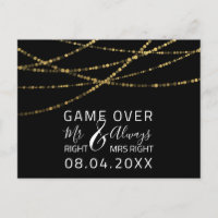 Game Over Funny Save The Date Wedding Gold
