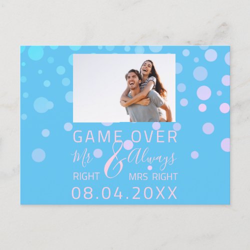 Game Over Funny Save The Date Wedding Ocean Photo Postcard