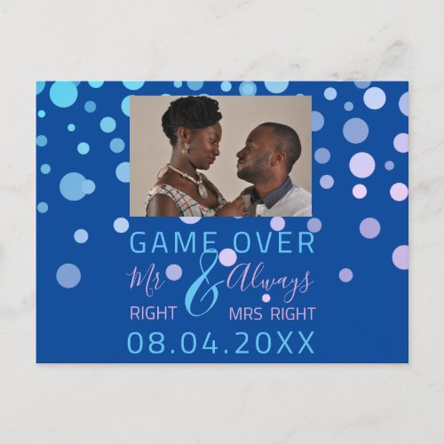 Game Over Funny Save The Date Wedding Ocean Photo Postcard