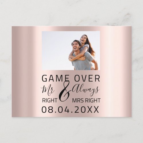 Game Over Funny Save The Date Wedding Photo Postcard