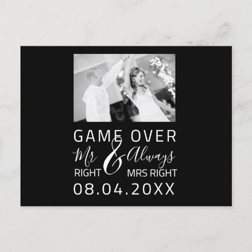 Game Over Funny Save The Date Wedding Photo Postcard