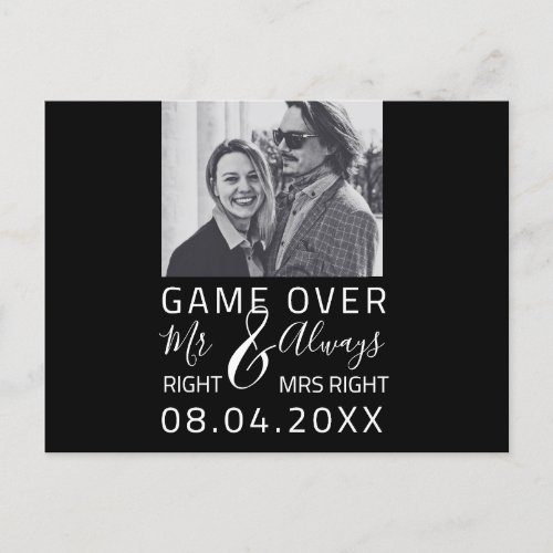 Game Over Funny Save The Date Wedding Photo Postcard