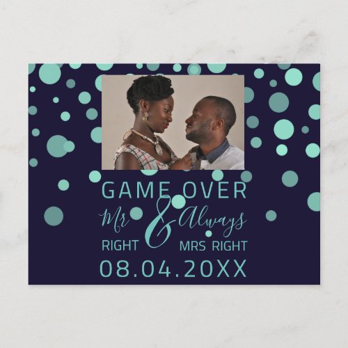 Game Over Funny Save The Date Wedding Plum Photo Postcard