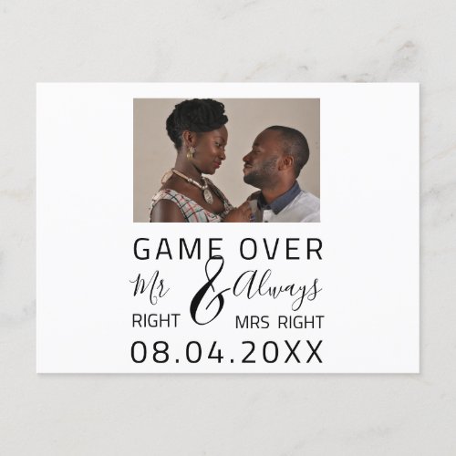 Game Over Funny Save The Date Wedding Simply Photo Postcard