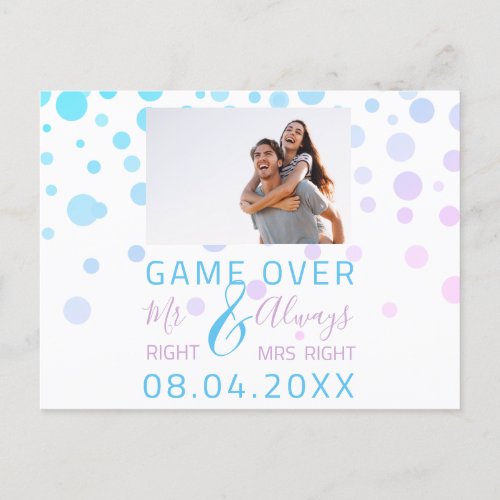 Game Over Funny Save The Date Wedding White Photo Postcard